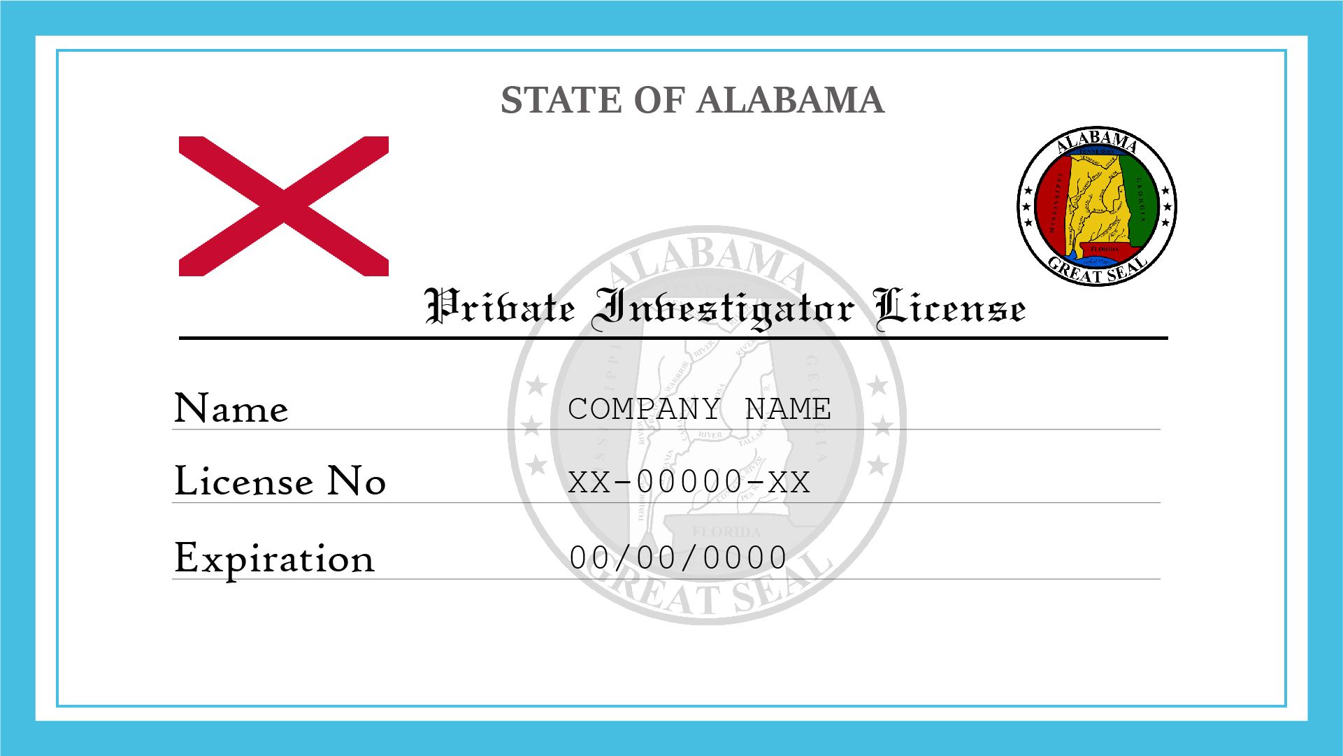 Alabama private investigator license license lookup
