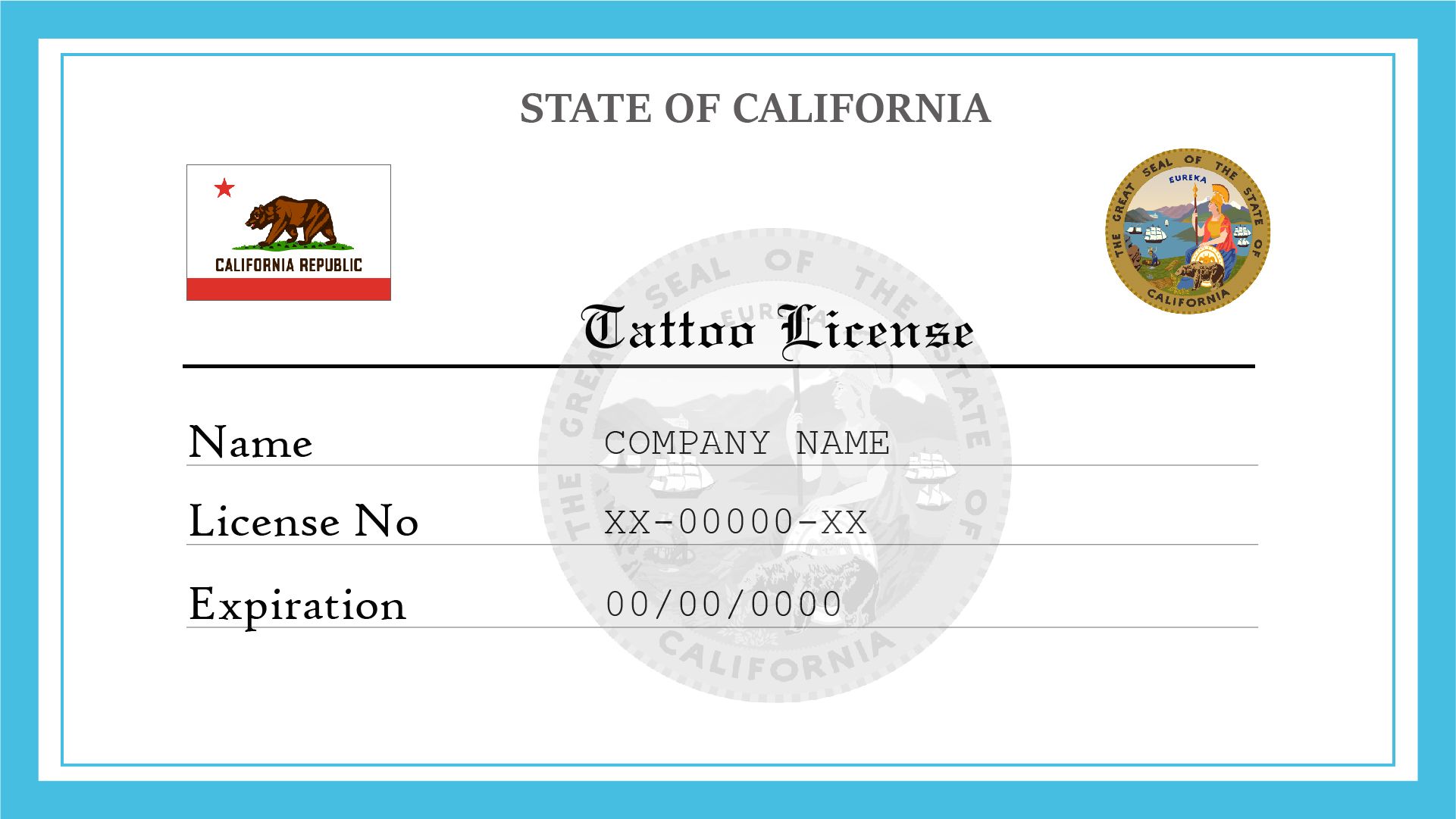 California Tattoo License License Lookup