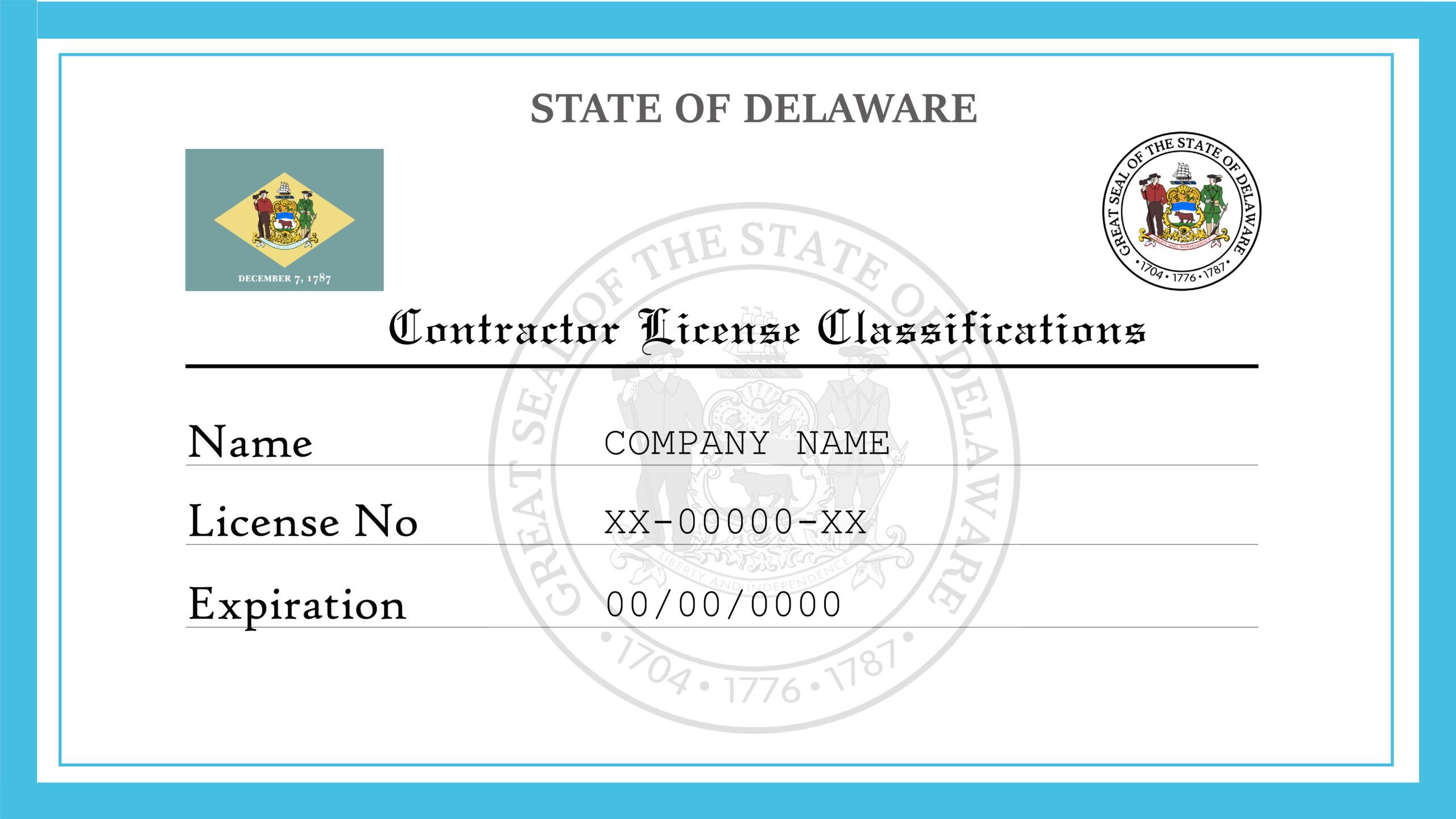 Delaware Contractor License Classifications License Lookup