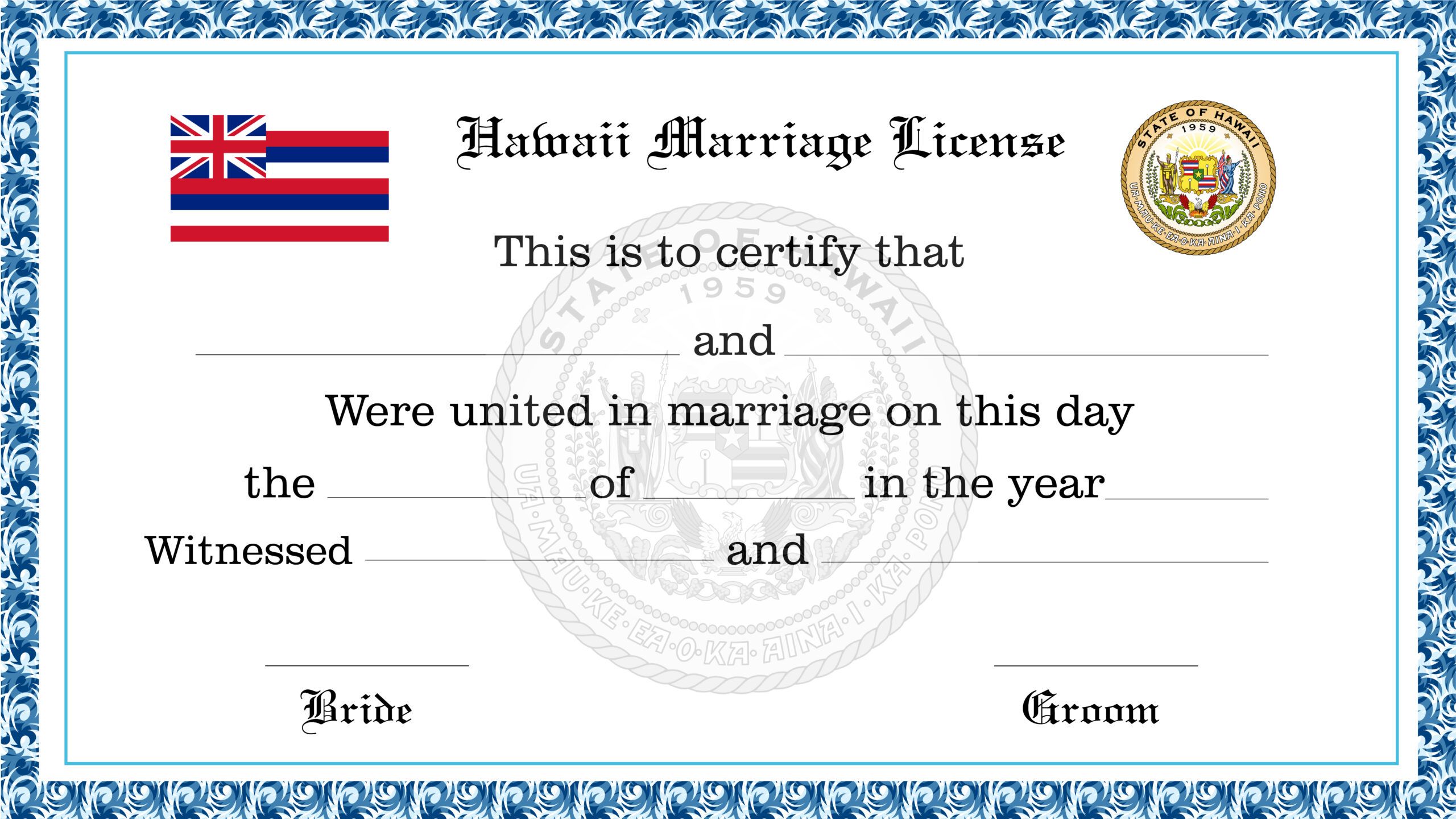 Hawaii Marriage License License Lookup