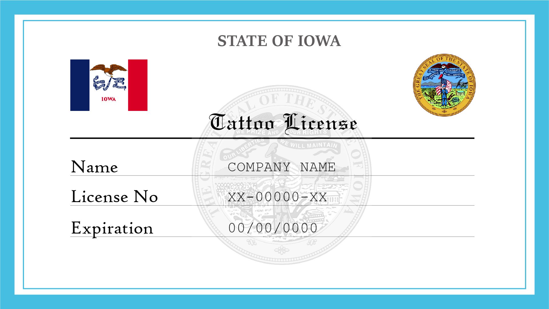Iowa tattoo license