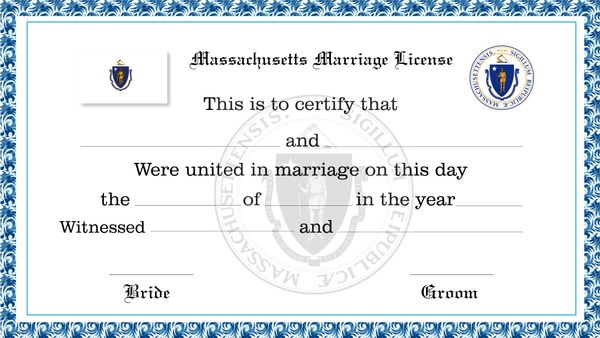 Massachusetts Marriage License