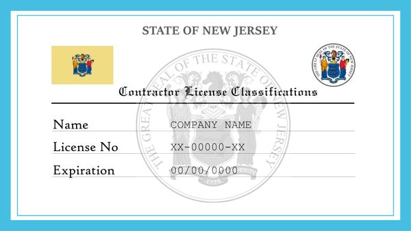 New Jersey Contractor License Classifications License Lookup