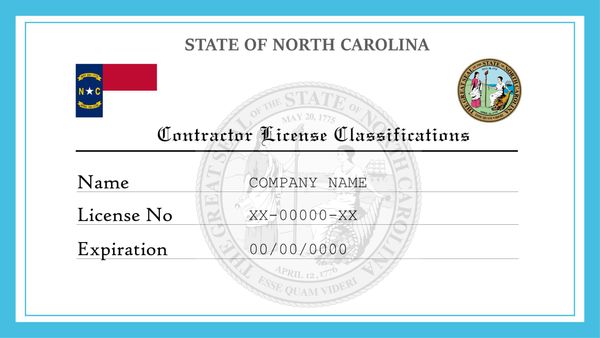 North Carolina Contractor License Classifications License Lookup