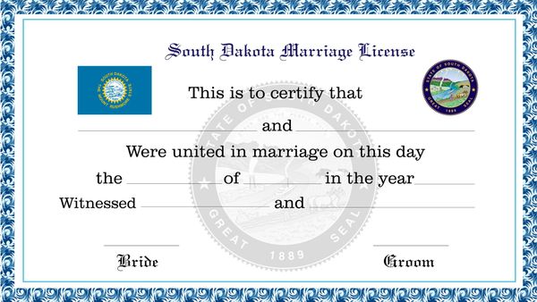 South Dakota Marriage License