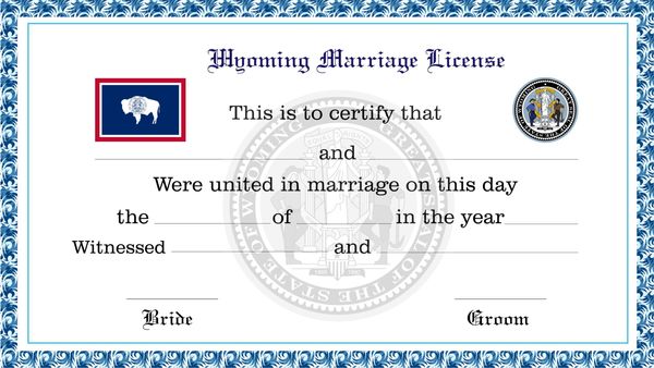 Wyoming Marriage License