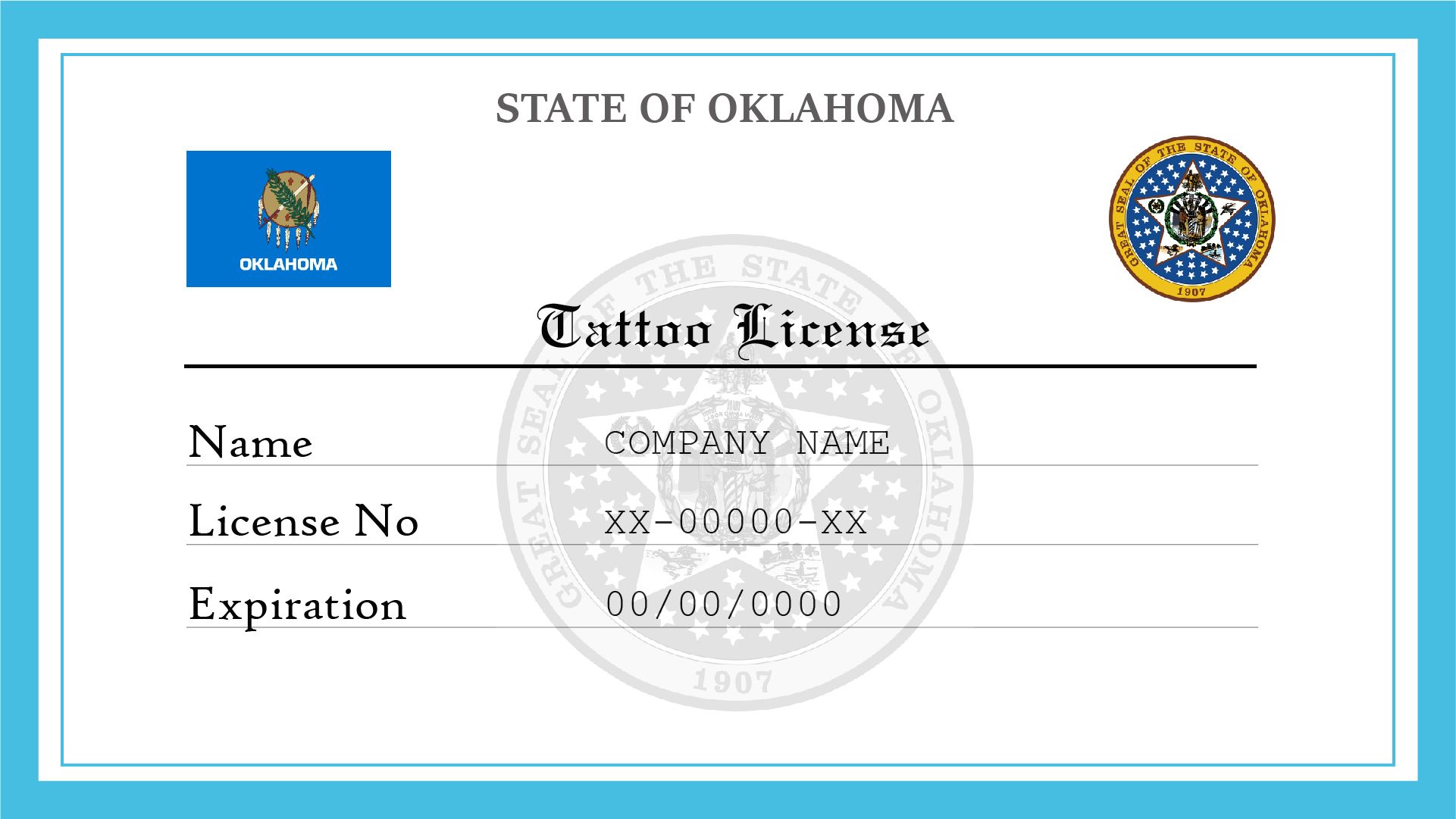 Oklahoma Tattoo License  License Lookup