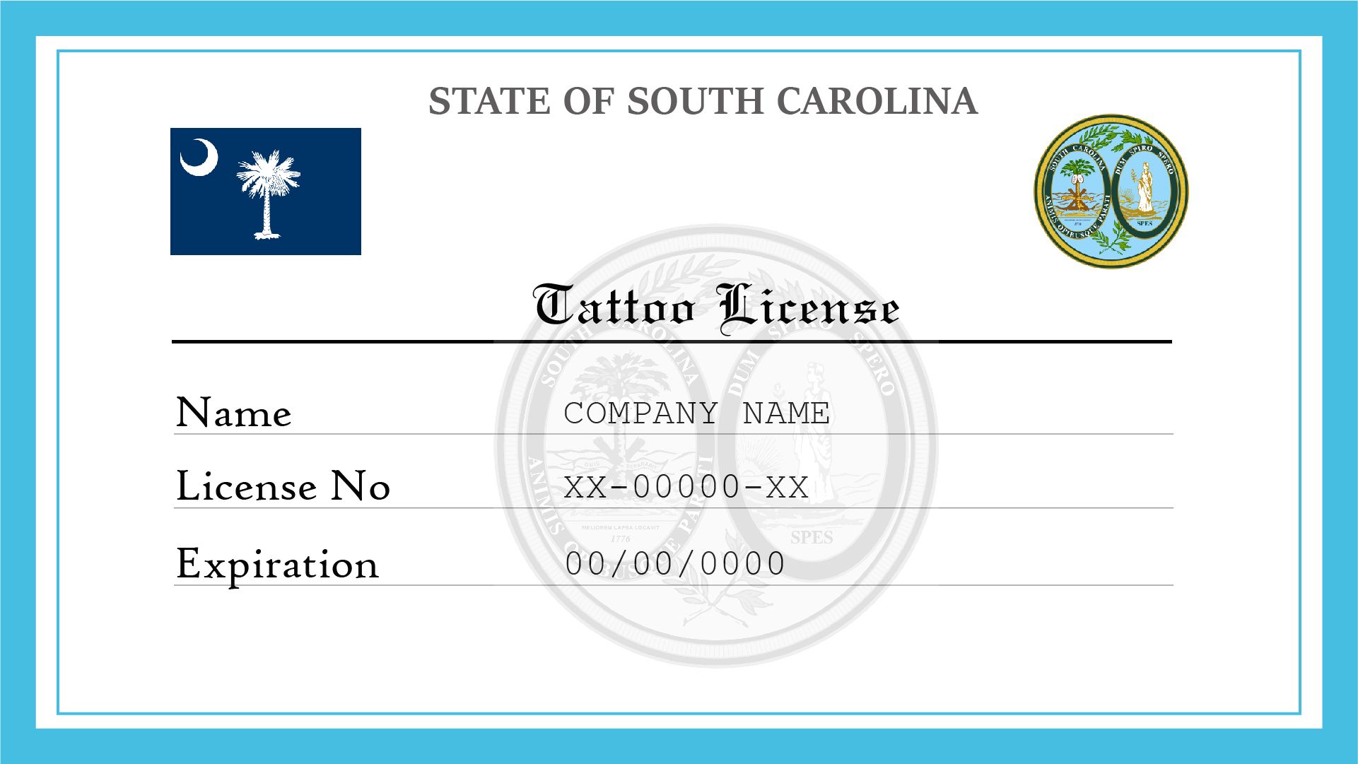 South Carolina Tattoo License