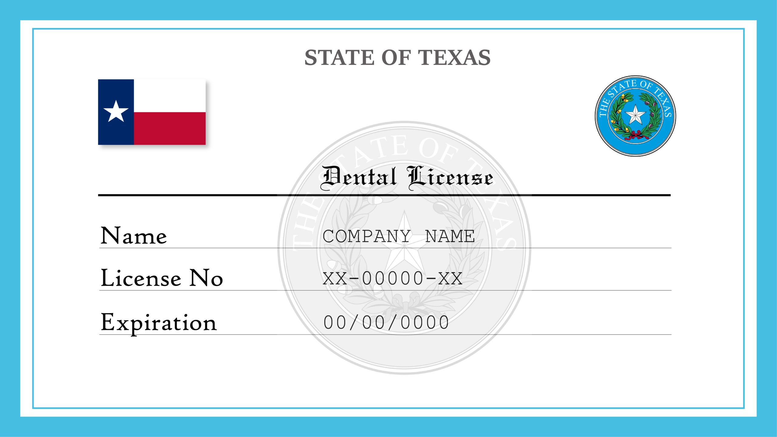 blank texas license