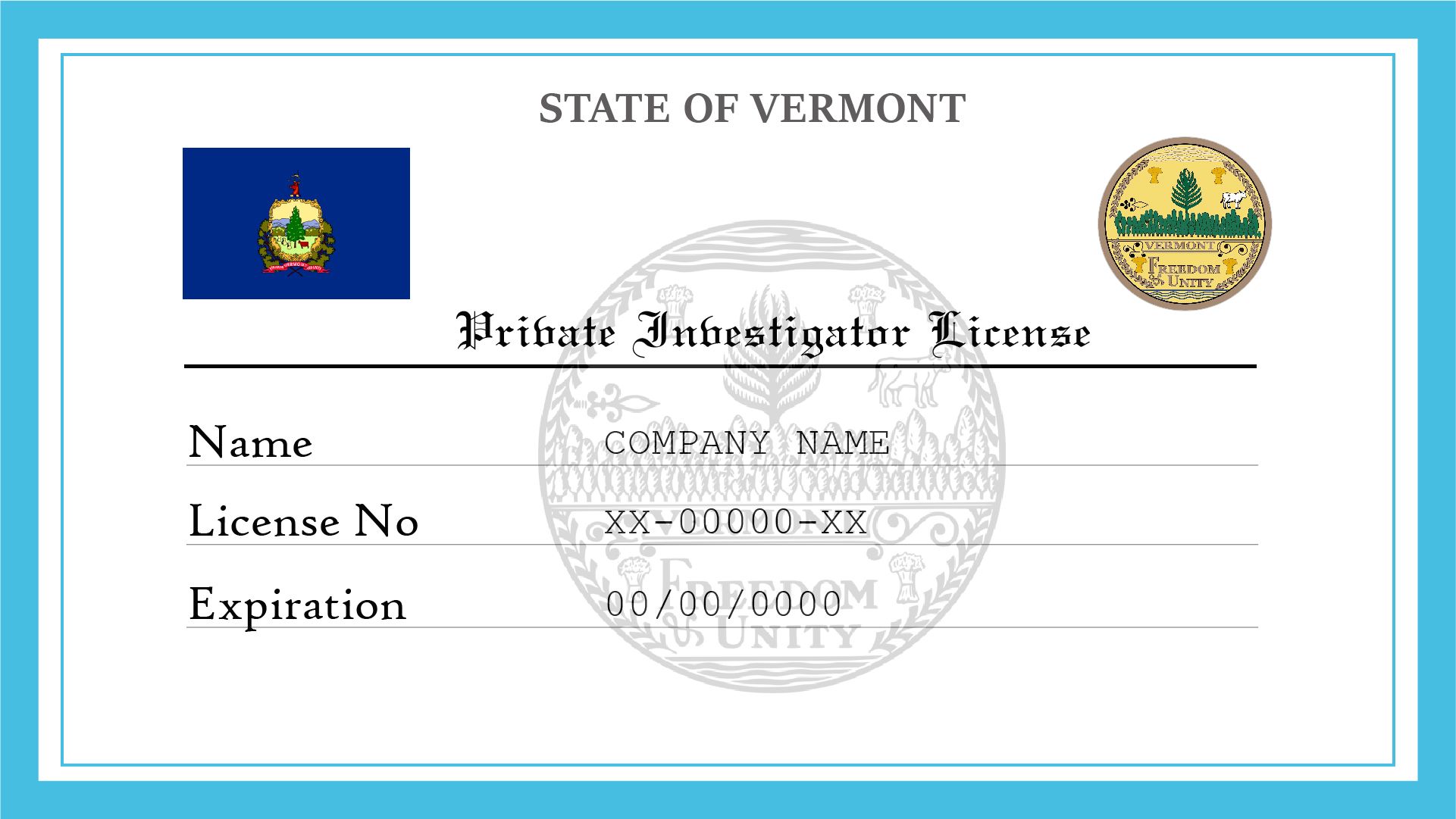 Vermont Private Investigator License License Lookup